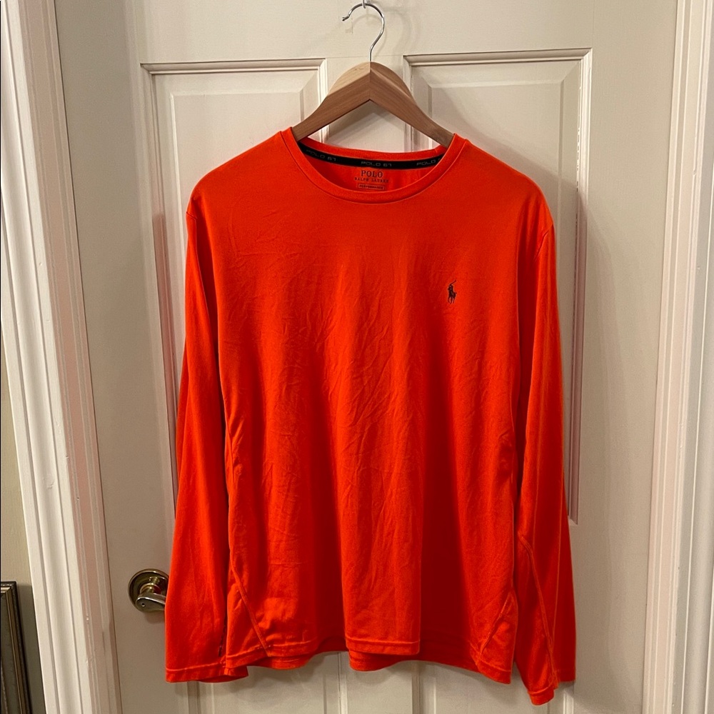 Polo by Ralph Lauren Long Sleeve Crewneck Tee in Bright Orange